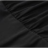 Women Black Pleated Shoulder Pad Dress Full Sleeve High Collar Slim Mini Dresses Lady Daily Commute Elegant Gowns