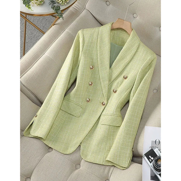 Korean Spring Autumn Double-breasted Temperament Loose Blazer Women Casual Blazers Woman Outwear Top Ladies