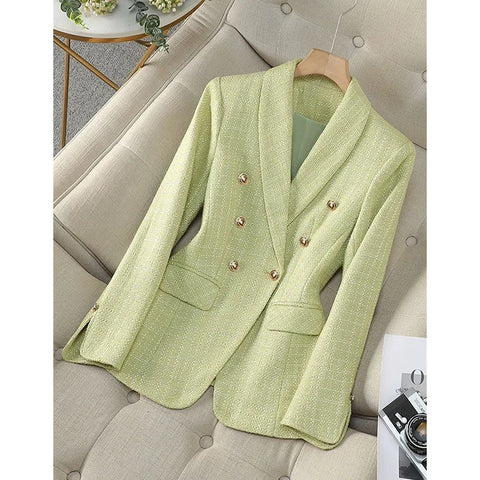 Korean Spring Autumn Double-breasted Temperament Loose Blazer Women Casual Blazers Woman Outwear Top Ladies