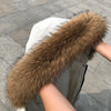 Real Fur Collar for Coat Parkas Women Winter Natural Raccoon Fur Scarf for Jacket Warm Furry Hood Trim with Buttons