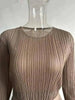 Long Pleated Dress Women Round Neck Solid Color Ruffles Cake Belt Dresses Multi-layer Female Elegant Clothing 2R6863