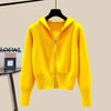 Autumn Winter Hooded Women's Knitwear Long Sleeve Zipper Slim Knitted Cardigan Female Casual Jacket Tops