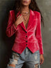 Velvet Blazers for Women Jacket Single Breasted Suit Collar Blazer Coat Solid Long Sleeve Simple Female Outerwear