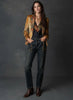 Retro Blazer Jacket for Women's Autumn Notched Collar Floral Printed Elegant Office Lady Vintage Casual Single Button Outerwear