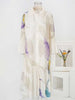Pleated Print Dress For Women Lapel Single Breasted Loose Long Contrast Color Female Dresses 2DA4600