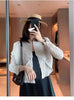 Style High‑Quality Women Pleated Blazer, Lapel Single Button Short Long‑Sleeve Coat, Casual Elegant Outerwear