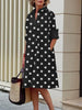 Women's Polka Dot Lapel Shirt Dress Spring Long Sleeves Loose Elegant Urban Casual Office Midi Dresses