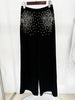 High Street Designer Runway Suit Set Women's Batwing Sleeve Diamonds Beaded Cropped Tops Pants Set 2pcs