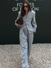 Elegant Button Jacket Pants Suit Women Solid Loose Full Sleeve Lapel Jackets Straight High Waist Trousers Suit