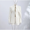 Pinstripe Women's Blazer Coats Back Cut Out Tie Long Sleeve Jackets for Woman Lapel Collar Navy Striped Suit Jacket Office Chic