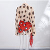Women Chic Vacation Outfits Leopard Print Sheer Chiffon Shirt Casual Turn-down Collar Mini Dress & Detachable Scarf