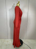 Shiny Diamond Sexy Deep V Neck Long Sleeves Maxi Dresses Women Runway Party Wear Elegant Evening Birthday Party Dress