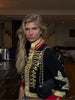 Napoleon Golden Button Patchwork Jacket Women Stand Collar Long Sleeve Panelled Slim Short Coats Chic Lady Outerwears