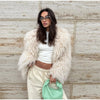 Faux Fur Coat Women Loose Lapel Full Sleeve Fluffy Short Overcoat Autumn Winter Street Lady Furry Warm Overcoat