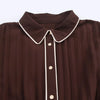 Women Brown With Belt Pleated Midi Dress Front Button Long Sleeve Chiffon Autumn Dresses Female Office Vestidos