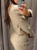 Casual Coat Pant Women Sets Urban Zippers Long Sleeve Jacket Zipper Pleated Straight Trousers Autumn Chic Lady Outfit