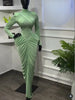Women High Neck Cutout Back Stacked Ruched Bodycon Midi Maxi Dress Street Sexy Party Education Long Dresses Vestido