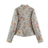 Women Glitter Sequins Blazer Long Sleeve Vintage Print Stand Collar Neck Street Blazers Casual Slim Autumn