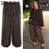 Animal Print Lantern Pants Women's Pants Autumn Elegant Pleated Oversized Baggy Trousers Ladies Wide Leg Pants