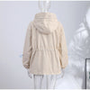 Causal Long Sleeved Grid Female Jacket Drawstring Tight Loose Women's Trench Collar Single Breasted Pocket Outerwear