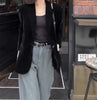 Autumn Black Velvet Women's Blazer Long Sleeve Single Button Casual Loose Temperament Suit Top Female Outerwear