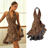 Adult Latin Dance Dress Clothes Leopard Dress for Women Sexy Rumba Cha Cha Tango Dance Skirt Performance Practice Dancewear