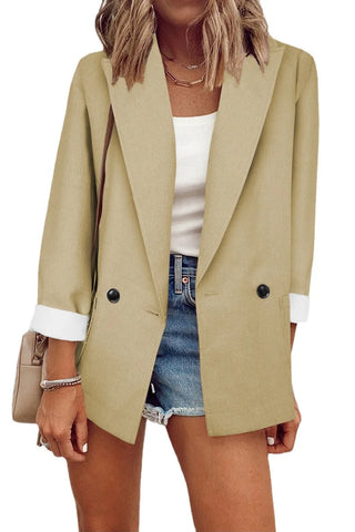 Autumn Temperament Coat Women's Long Sleeve Solid Slim Suit Collar Single Breasted Suit Top Clothing
