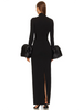 Women Elegant Evening Club Party Trumpet Long Sleeves Sexy Turtleneck Tight Maxi Bandage Dress Black Vestido