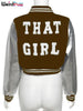 Fluffy Letter Short Jacket Varsity Women Hipster Leather Sleeve Patchwork Y2K Baseball Casual Wild Streetcoat Outwear