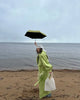 Green Lapel Trench Coats Woman Chic Solid Color Lace-up Long Sleeve Jacket Lady Autumn Winter Commuter Outerwear