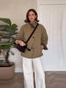 Women Reversible Double Sided Jacket Coat Stand Collar Plaid Loose Fit Warm Coats Casual Office Work Outerwear Spring