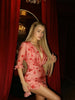 Women Elegant Flora Painted Ruffle Mini Dress Chic Full Sleeve Deep V-neck Slim A-line Dresses Lady Vacation Street Gowns