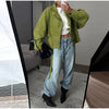 Oversized Tie-Waist Cropped Trench Coat Drop Shoulder Autumn Women Modern Edgy Outerwear Chic Lady Streetwear Coat