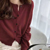 Long Sleeve Knitted Cardigan Women Sweater Elegant Winter Casual Simple Knitted Jackets O Neck Loose Round Neck Tops