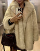 Thick Cotton Winter Fur Coat Women Suit Collar White Medium Long Fox Fur Overcoat Fury Plush Jacket