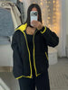 Casual Women's Knit Contrast Fleece Coats Stand Collar Zipper Pockets Full Sleeve Jackets Spring Lady Warm Outwear