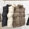 Winter Down Cotton Vest Jacket Women's Sleevele Stand Parkas Warm Short Vest Coat Female Waistcoat Overcoat Ladies Tops
