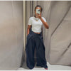Stitching Blazer Pants Suit Women's Loose Lapel Long Sleeve Coats Wide Leg Trousers Autumn Female Elegant Suit