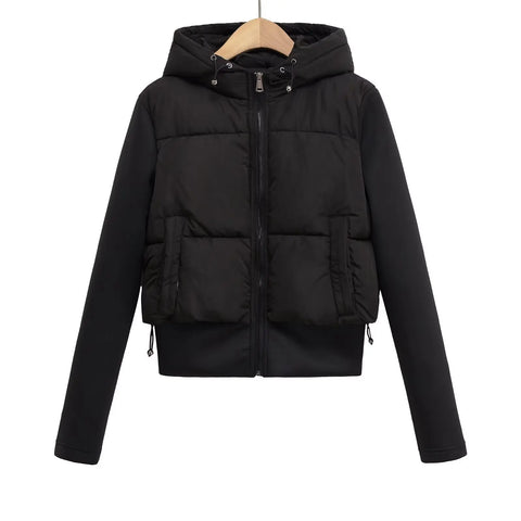 Plaid Winter Women Parka Jacket Black Stand Collar Long Sleeve Female Padded Coat Thickened Warm Cooton Coat For Lady