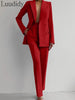 Two Piece Suit Women's Blazer Suit Office Lady Long Sleeve Blazer and Pant Sets