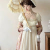 Handmade Regency Empire Waist Lolita Gown Women Vintage Green Beaded Lace Formal Dress Harajuku Elegant Party Outfit Chic Retron
