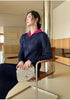 Spring Colorblock Lapel Women's Pleated Short Coat Casual Versatile Single Breasted Jackets 2DB6388