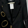 Hollow Out High Street Blazers for Women Notched Collar Long Sleeve Spliced Metal Buckle Blazer Female