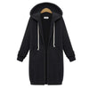 Women's Autumn Winter ThickenHoodies Parkas Loose Hooded Jackets Zipper Pocket Maxi Size Sweatshirt Sports Dresses Outwear