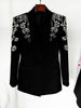 High Street Women's Diamonds Rhinestone Beaded Blazer Mermaid Long Skirt