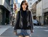 Splicing Plaid Denim Blazer Women's Heavy Industry Belt Design Loose Fake Two Pieces Casual Jacket Top