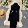 Autumn Winter Twist Women's Wrap Knitted Dresses Long Sleeve Sheath Knitwear Office Bodycon Dress Female