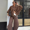 Fall Winter Women's Bomber Jacket Lapel Long Sleeve Zipper Suede Jacket Women High Street Jackets Coats Outerwears