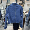 Women Vintage Denim Military Jacket Retro Solid Round Neck Single Breasted Slim Short Jackets Lady Daily Street Outerwear
