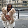 Hoody Faux Fur Furry Coats Women Belt Long Sleeve Pocket Thicken Warm Jacket Autumn Winter Urban Lady Streetwears